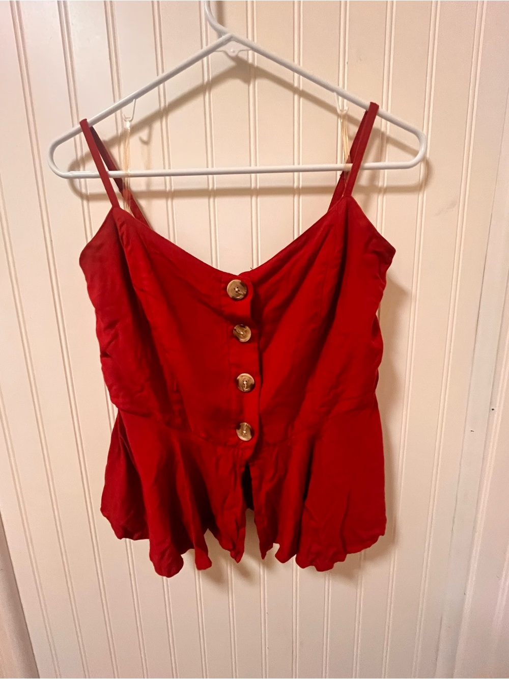 Style Envy - Red Button-up Peplum Top